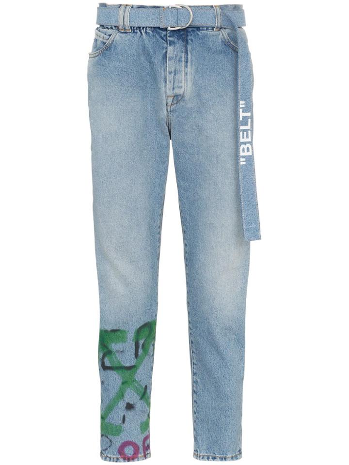 Off-white Spray Paint Logo Jeans - Blue