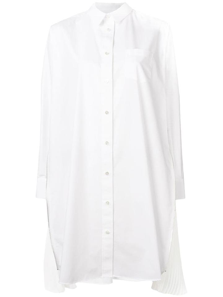Sacai Pleated Side Shirt Dress - White