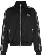 Amiri Logo Embroidered Leather Trim Bomber Jacket - Black