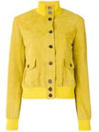 Simonetta Ravizza - Band Collar Bomber Jacket - Women - Cupro/goat Suede - 40, Yellow/orange, Cupro/goat Suede