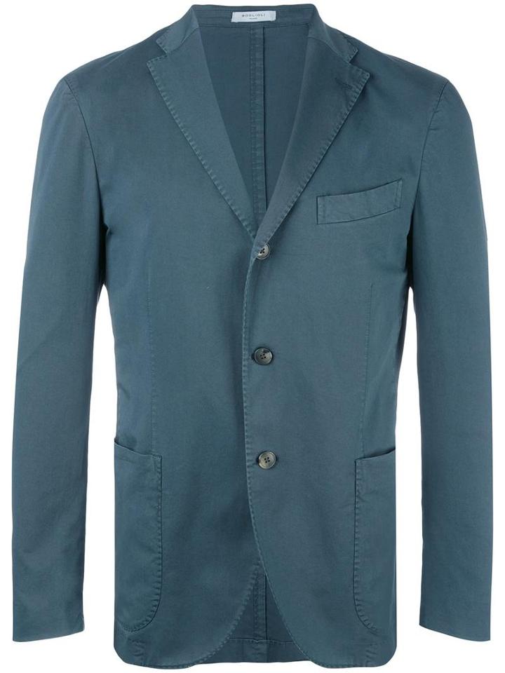 Boglioli Three Button Blazer, Men's, Size: 56, Green, Cotton/spandex/elastane/cupro