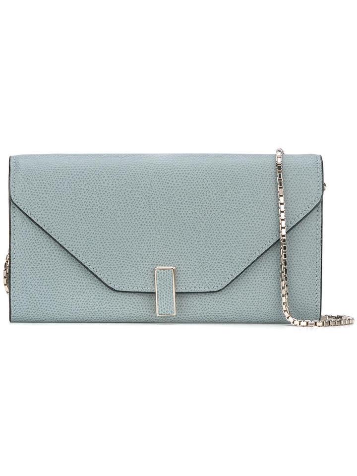 Valextra Chain Strap Clutch, Women's, Blue, Calf Leather