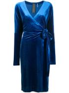 Norma Kamali Velvet Wrap Dress - Blue