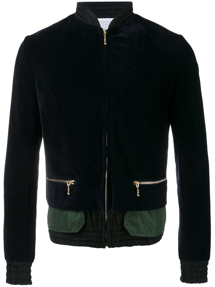 Kolor Layered Bomber Jacket, Men's, Size: 3, Blue, Cotton/polyester