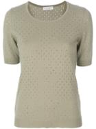 Le Tricot Perugia - Punch Hole Knit Top - Women - Silk/cashmere/virgin Wool - S, Green, Silk/cashmere/virgin Wool