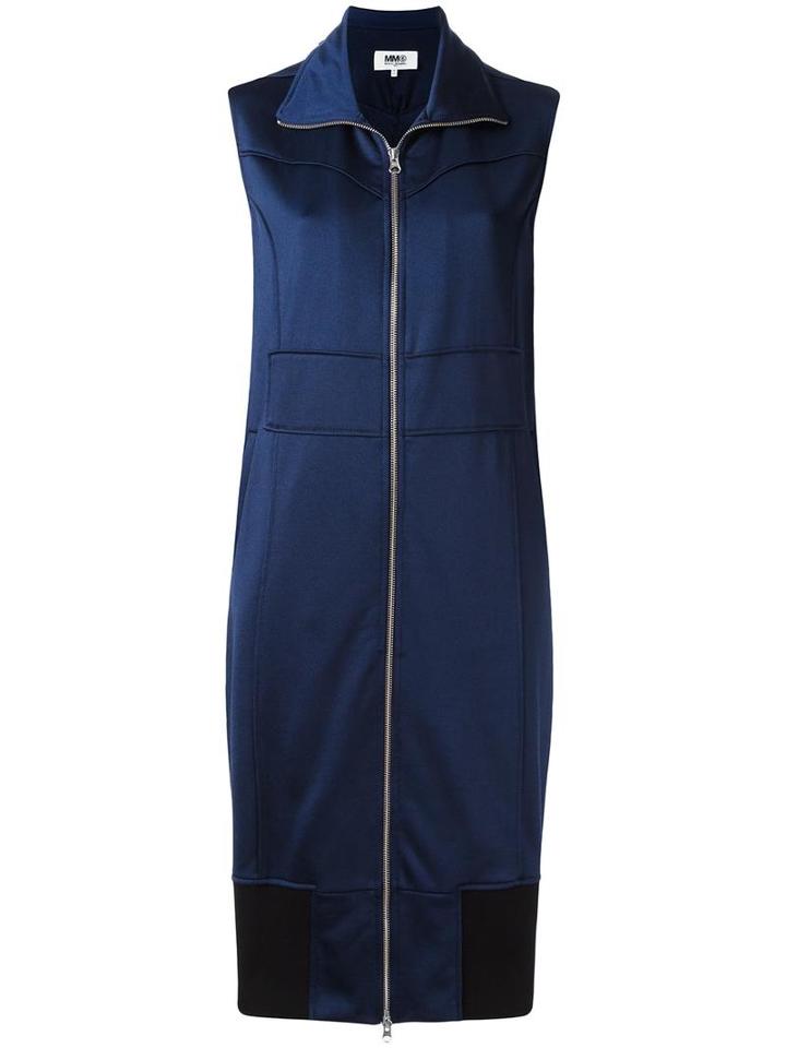 Mm6 Maison Margiela Sleveless Zip-up Dress, Women's, Size: Xs, Blue, Polyester/cotton/spandex/elastane