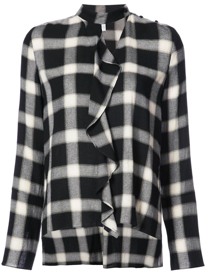 Derek Lam 10 Crosby Long Sleeve Cascade Blouse - Black