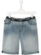 Emporio Armani Kids Elasticated Waistband Denim Shorts - Blue