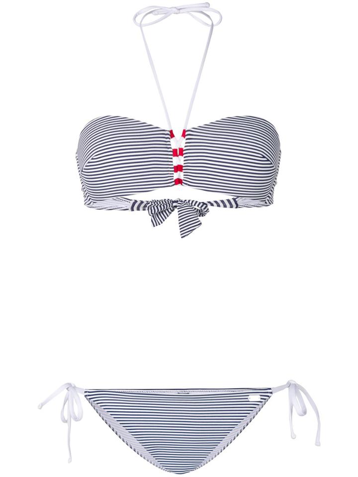 Ea7 Emporio Armani Striped Halterneck Bikini - Blue