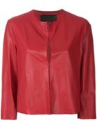 Drome Cropped Leather Jacket - Red