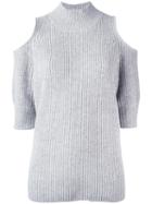 Zoe Jordan Cold Shoulder Jumper, Women's, Size: Small, Grey, Cashmere/wool