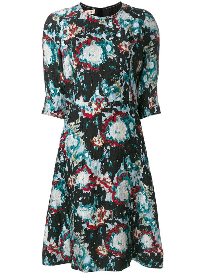 Marni Quilted Blown Paint Effect Dress - Multicolour