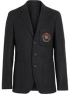 Burberry Slim Fit Embroidered Crest Wool Club Blazer - Black