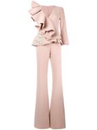 Loulou Ruffled Front Jumpsuit - Neutrals