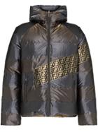 Fendi Double F Logo Reversible Padded Jacket - Metallic