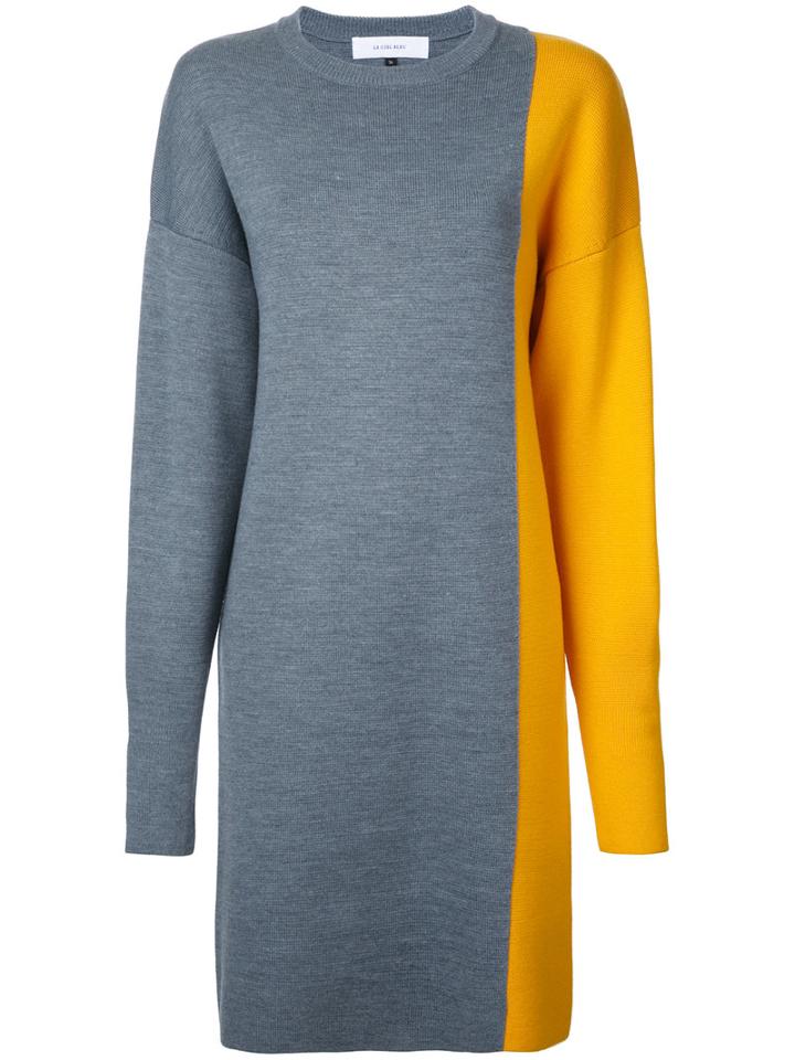 Le Ciel Bleu Colour Block Dress, Women's, Size: 36, Grey, Acrylic/wool