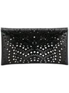 Alaïa Laser Cut Leather Clutch Bag, Women's, Black, Carbon