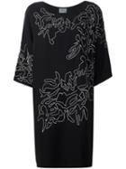 Maiyet Floral Motif Shift Dress, Women's, Size: 0, Black, Silk