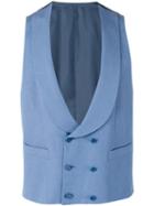 Canali Formal Waistcoat, Men's, Size: 46, Blue, Silk/linen/flax/cupro