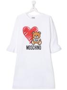Moschino Kids Teen Bear And Heart T-shirt Dress - White