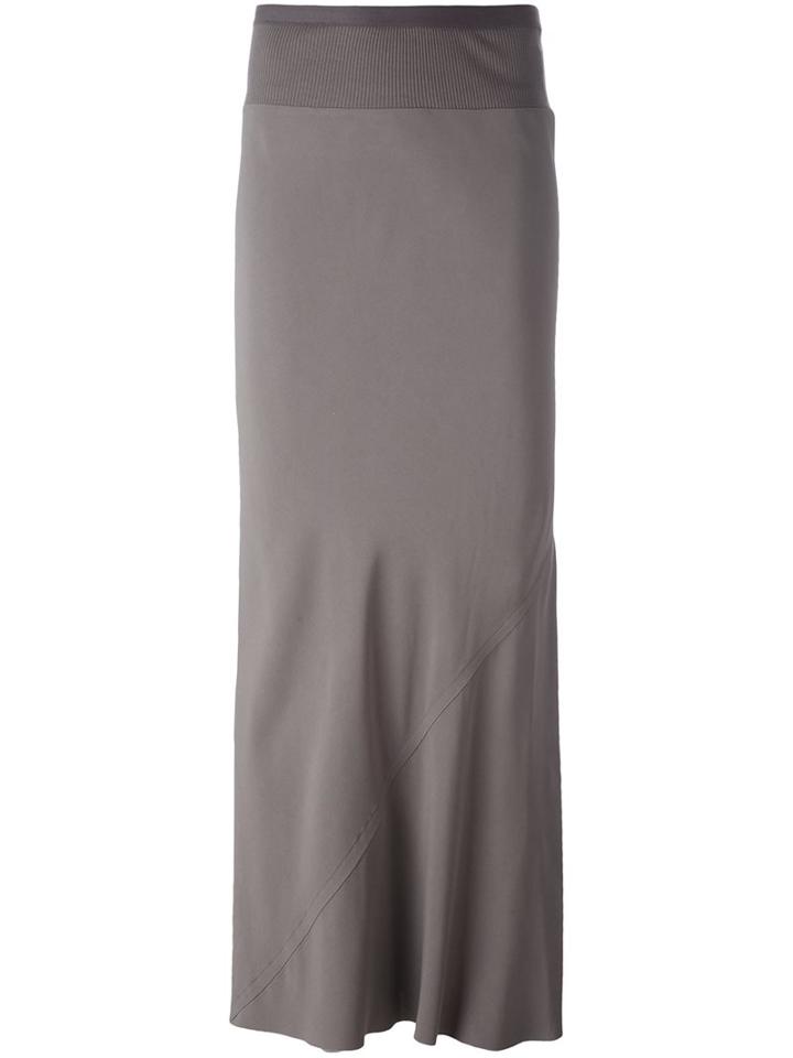 Rick Owens Pleated Back Maxi Skirt, Women's, Size: 44, Grey, Cotton/nylon/acetate/viscose