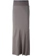 Rick Owens Pleated Back Maxi Skirt, Women's, Size: 44, Grey, Cotton/nylon/acetate/viscose
