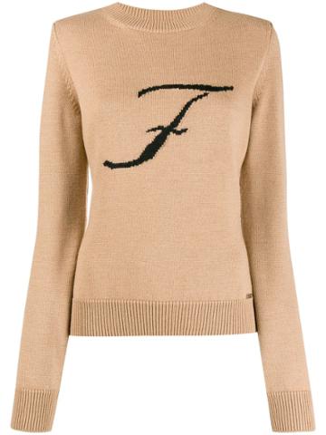 Fay F Monogram Jumper - Brown