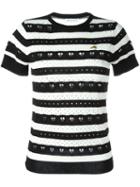 Bella Freud Striped Heart Lace Jumper, Women's, Size: Xs, Black, Wool