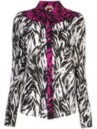 Nº21 Zebra Print Panelled Button-up Shirt - Black
