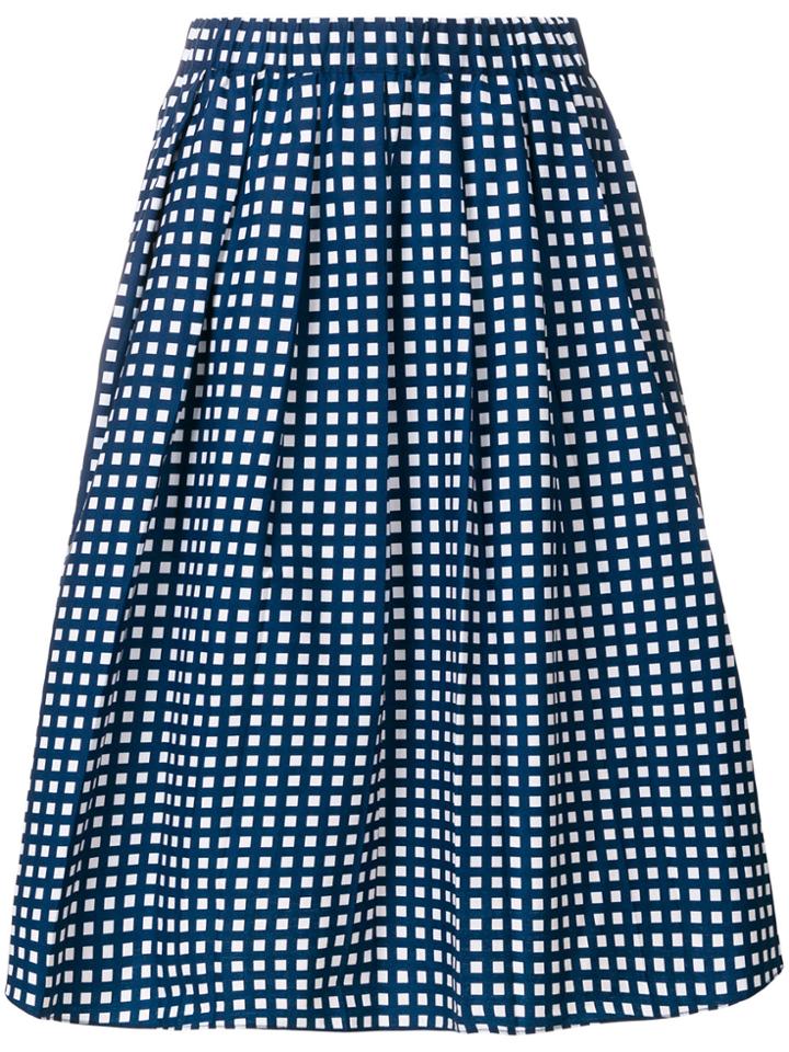 Michael Michael Kors Gathered Checked Midi Skirt - Blue