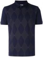 Ballantyne - Diamond Patterned Polo Shirt - Men - Cotton - L, Blue, Cotton