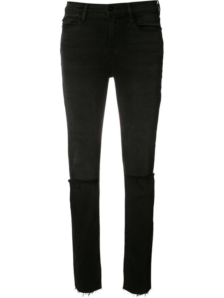 Frame Denim 'le High' Straight Leg Jeans, Women's, Size: 25, Black, Cotton/modal/polyester/spandex/elastane