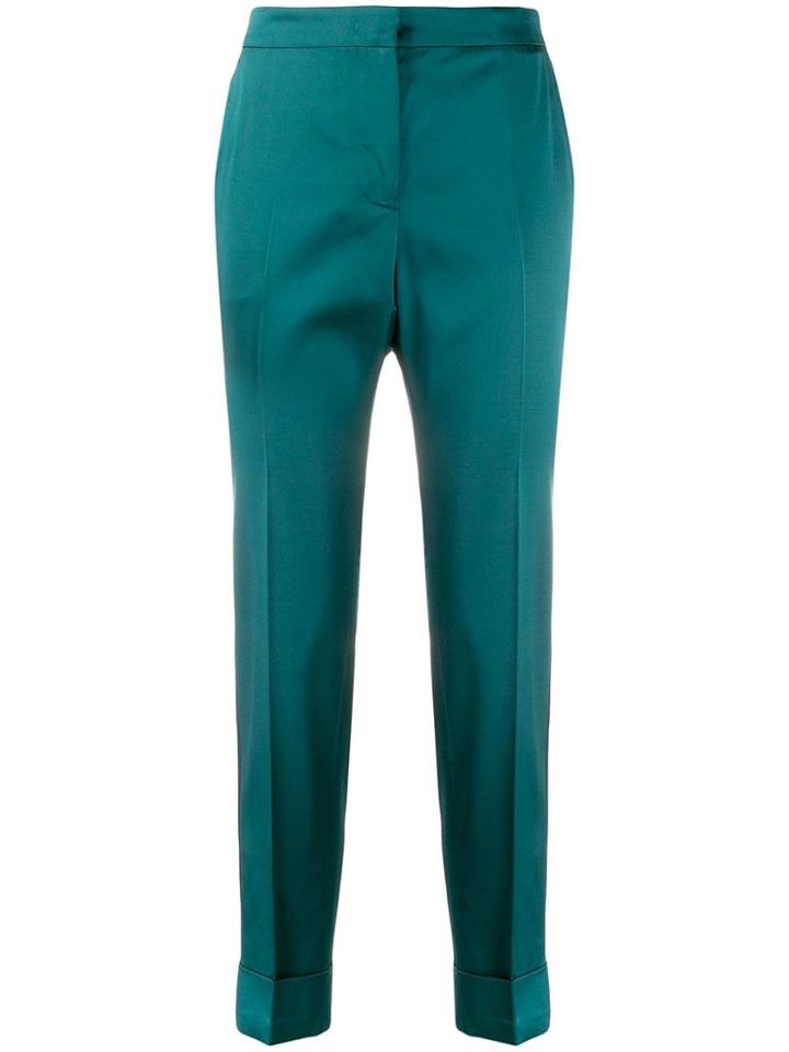 Pt01 Side Stripe Detail Cropped Trousers - Green