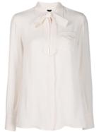 Fay Monogram Embroidery Pussy-bow Shirt - Pink