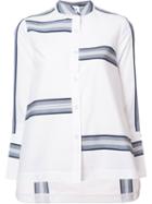 Derek Lam 10 Crosby Mandarin Neck Flared Shirt, Women's, Size: 2, White, Cotton