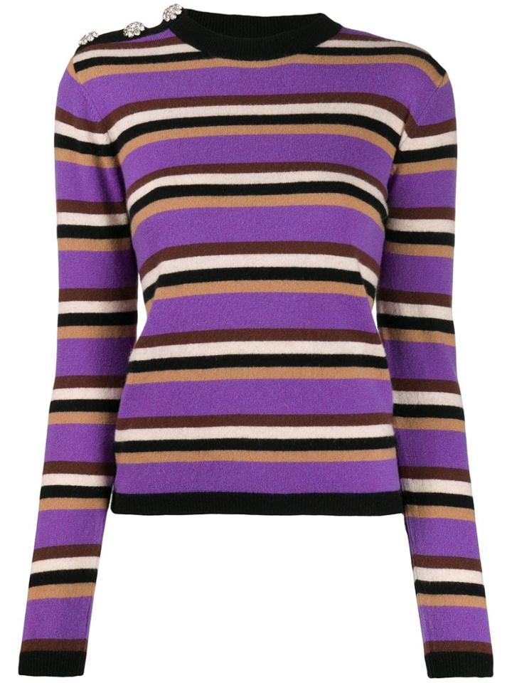 Ganni Slim Fit Striped Jumper - Purple