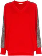 Christopher Kane V-neck Crystal-embellished Woollen Jumper - Red