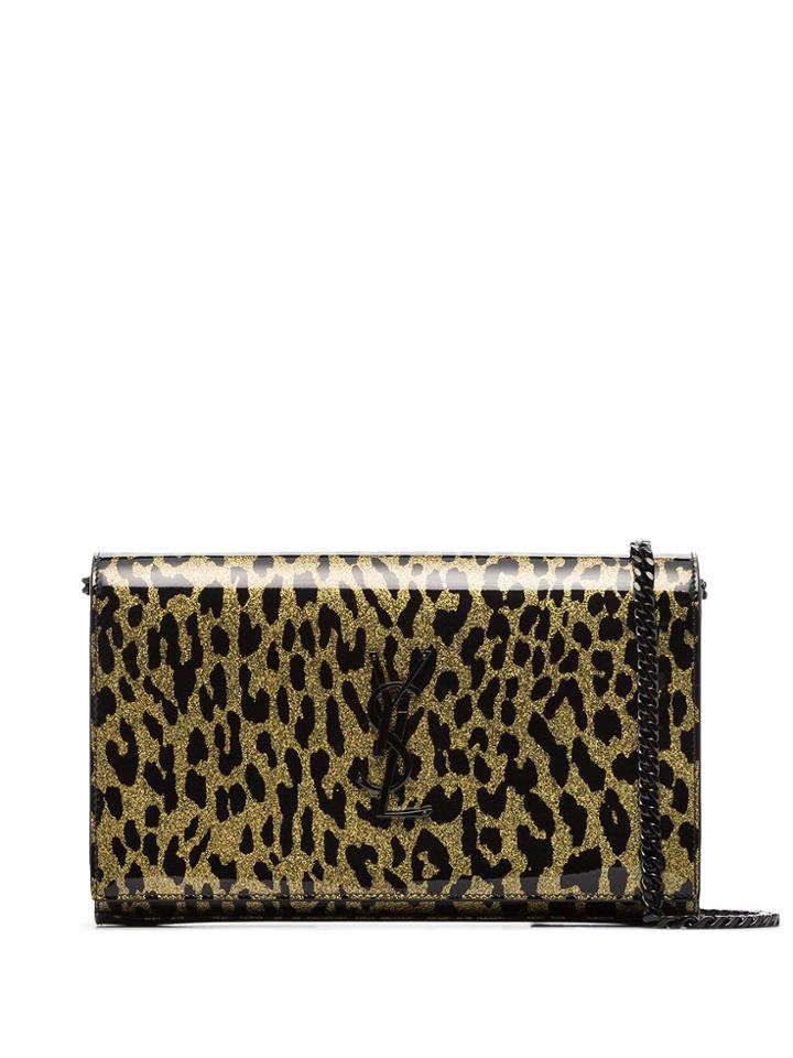 Saint Laurent Kate Metallic Leopard-print Shoulder Bag - Gold