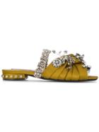 No21 Jewel Embellished Satin Mules - Yellow & Orange
