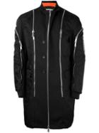 Dsquared2 Deconstructed Zipped Detail Coat, Men's, Size: 46, Black, Polyamide/polyurethane/virgin Wool/pvc