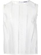 Msgm Sheer Stripe Tank Top, Women's, Size: 46, White, Cotton/polyamide