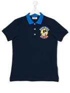 Moschino Kids Cartoon Wolf Piquet Polo Shirt - Blue
