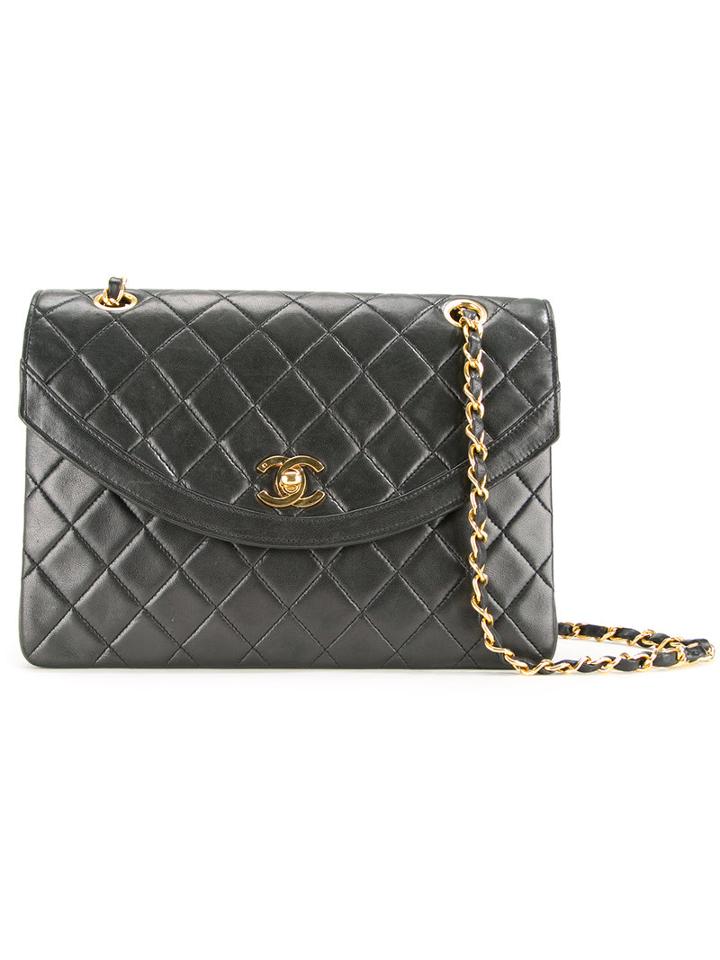 Chanel Vintage Quilted Cc Logo Chain Shoulder Bag, Women's, Black