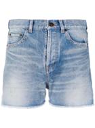Saint Laurent Faded Denim Shorts - Blue