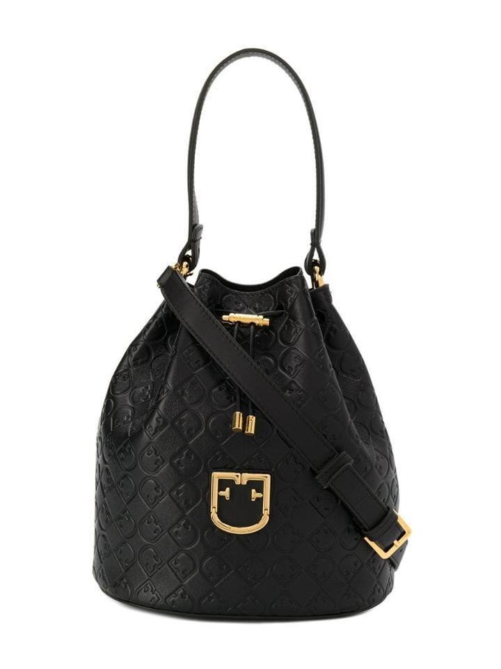 Furla Embossed Logo Bucket Bag - Black