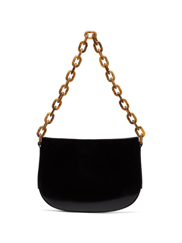 By Far Black Pelle Chunky Chain Leather Shoulder Bag