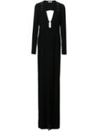 Mugler Deep Plunge Neck Dress, Women's, Size: 36, Black, Polyester
