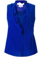 Maison Margiela Ruffle Collar Blouse, Women's, Size: 44, Blue, Silk