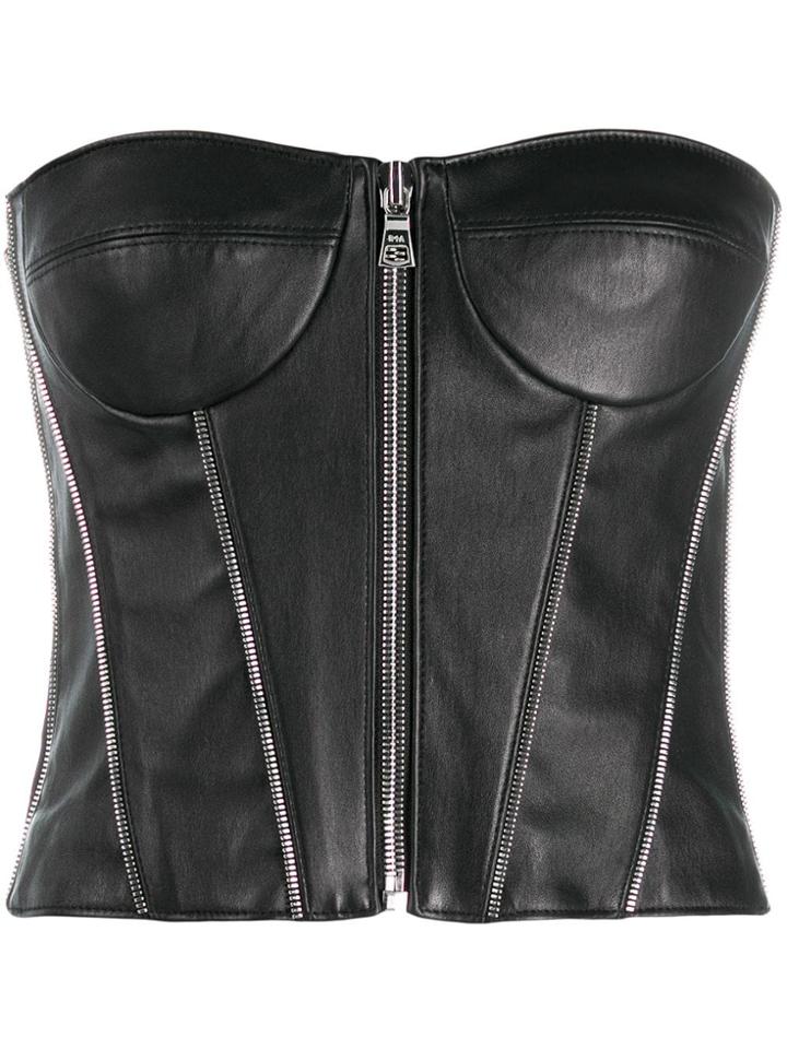 Rta Textured Bustier Top - Black