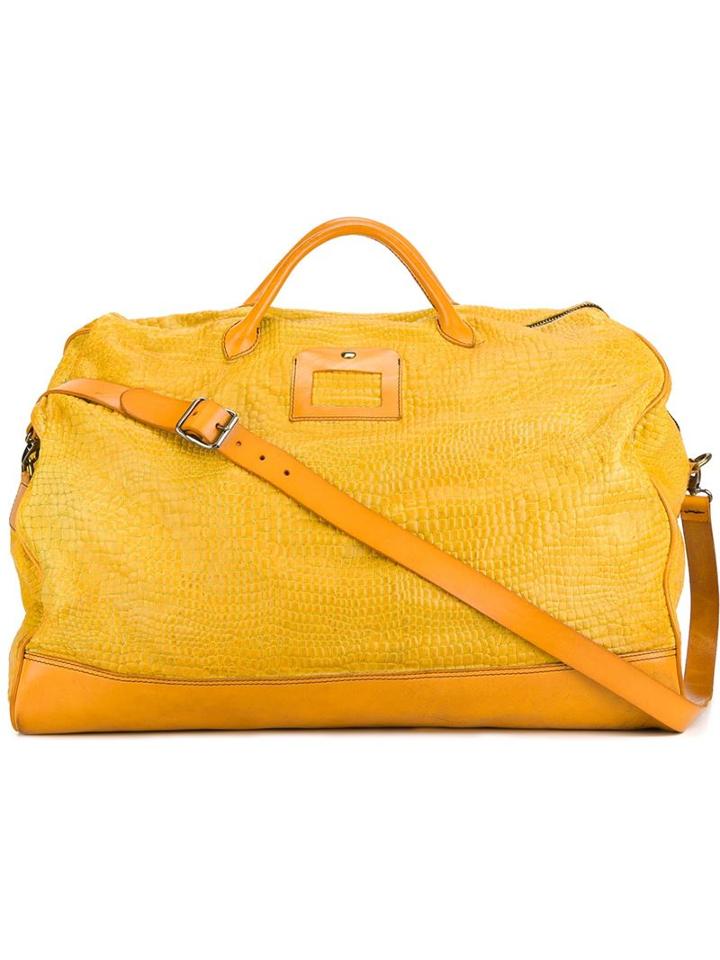 Numero 10 Crocodile Effect Weekender, Yellow/orange, Calf Leather/lamb Skin